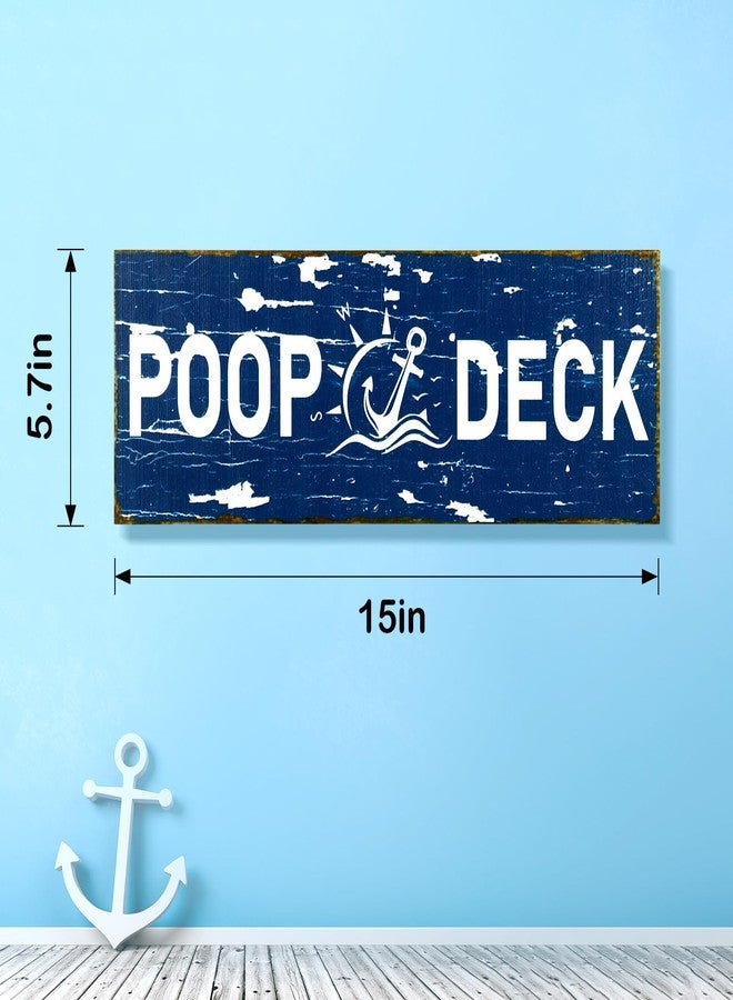 Bnesi Nautical Decor Poop Deck Sign Wall Art Rustic Wood Bathroom Wall Decor Coastal Beach Themed Room Decor Funny Gifts (style 1) - Image 3